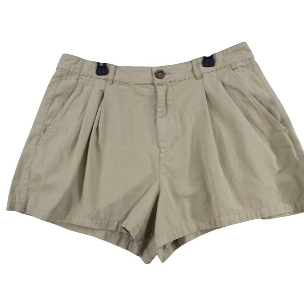 Lucky Brand Womens Khaki‎ Tan Pleated Chino Shorts Size 10 High Rise Cotton 6322